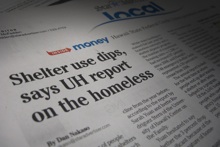 Image of newspaper article on homelessness services report